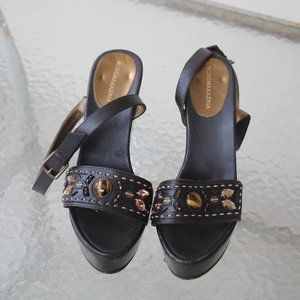 BCBG MAX AZRIA Brown Leather Wedges
